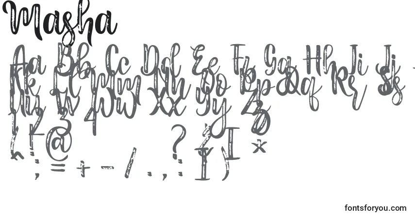 Masha Font – alphabet, numbers, special characters