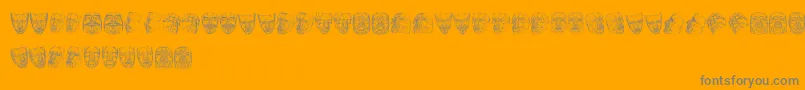 Masks3D-Schriftart – Graue Schriften auf orangefarbenem Hintergrund