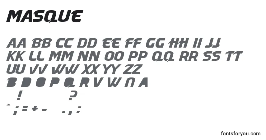 Czcionka MASQUE   (133718) – alfabet, cyfry, specjalne znaki