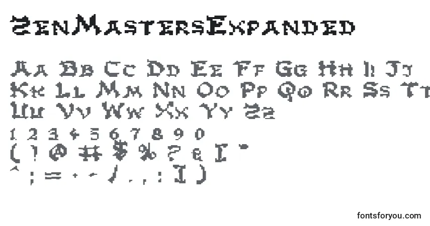 Шрифт ZenMastersExpanded – алфавит, цифры, специальные символы