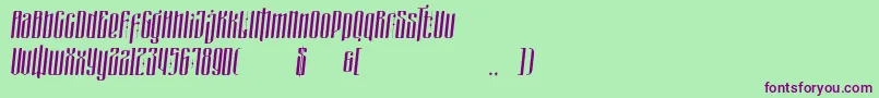 フォントmasquerouge italic – 緑の背景に紫のフォント