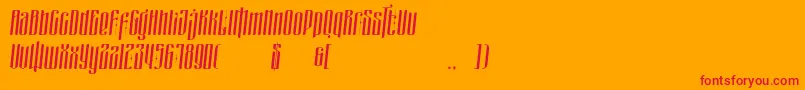 Czcionka masquerouge italic – czerwone czcionki na pomarańczowym tle