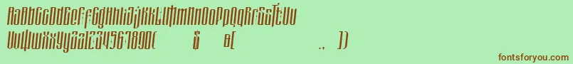 Czcionka masquerouge italic – brązowe czcionki na zielonym tle