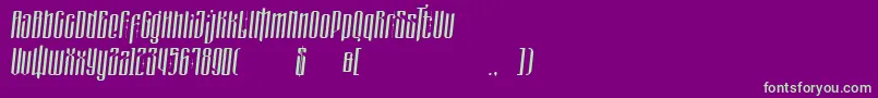 フォントmasquerouge italic – 紫の背景に緑のフォント