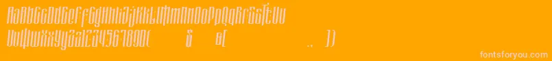 masquerouge italic-Schriftart – Rosa Schriften auf orangefarbenem Hintergrund
