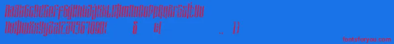 masquerouge rough italic-Schriftart – Rote Schriften auf blauem Hintergrund