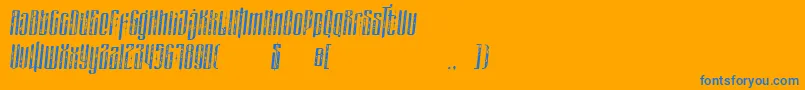 masquerouge rough italic-Schriftart – Blaue Schriften auf orangefarbenem Hintergrund