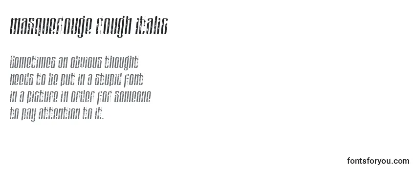 Masquerouge rough italic (133723) -fontin tarkastelu