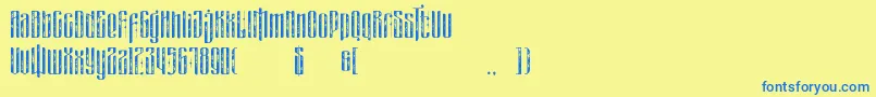 フォントmasquerouge rough – 青い文字が黄色の背景にあります。