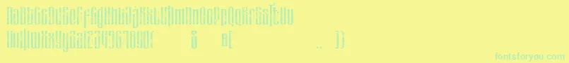 フォントmasquerouge rough – 黄色い背景に緑の文字