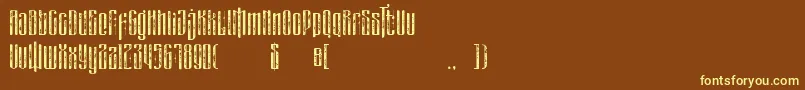 masquerouge rough-fontti – keltaiset fontit ruskealla taustalla