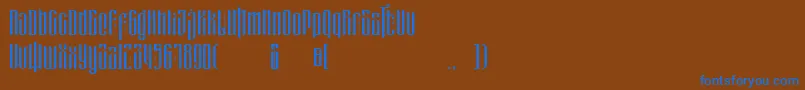 フォントmasquerouge – 茶色の背景に青い文字