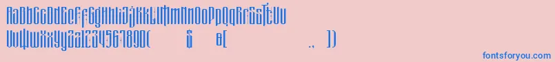 フォントmasquerouge – ピンクの背景に青い文字