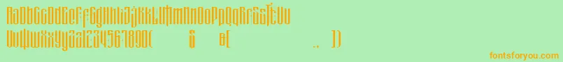 フォントmasquerouge – オレンジの文字が緑の背景にあります。