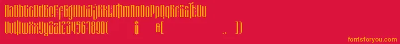 フォントmasquerouge – 赤い背景にオレンジの文字