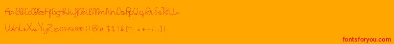 Masrodi-Schriftart – Rote Schriften auf orangefarbenem Hintergrund