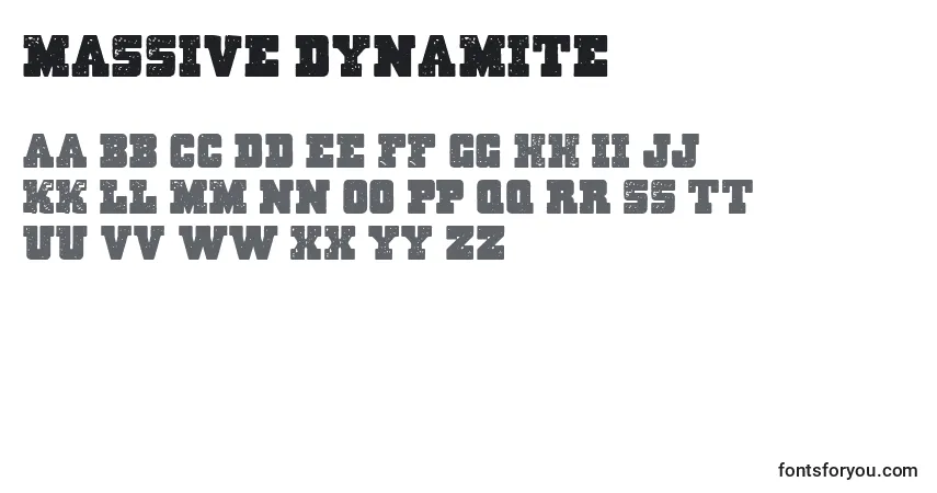 A fonte Massive Dynamite – alfabeto, números, caracteres especiais