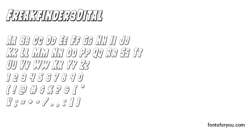 Шрифт Freakfinder3Dital – алфавит, цифры, специальные символы