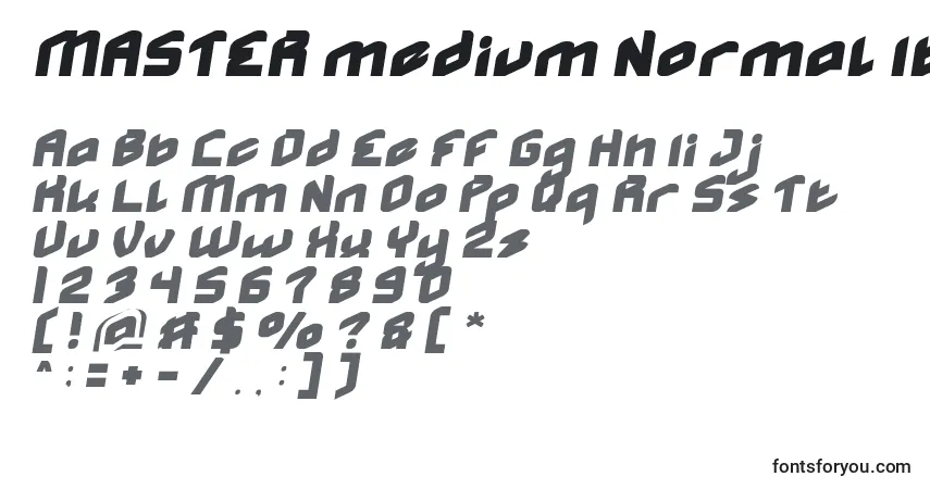 Schriftart MASTER medium Normal Italic – Alphabet, Zahlen, spezielle Symbole