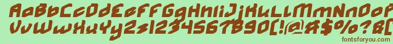 フォントMASTER medium Normal Italic – 緑の背景に茶色のフォント