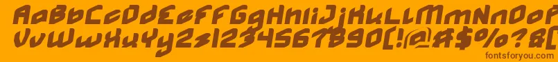 MASTER medium Normal Italic-Schriftart – Braune Schriften auf orangefarbenem Hintergrund
