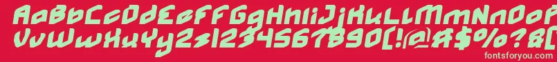 Fonte MASTER medium Normal Italic – fontes verdes em um fundo vermelho