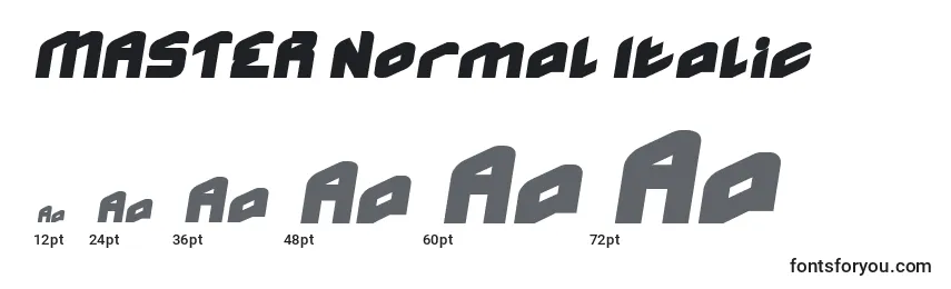 Размеры шрифта MASTER Normal Italic