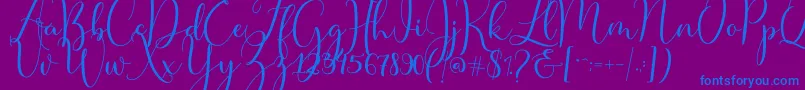 Master Script-Schriftart – Blaue Schriften auf violettem Hintergrund