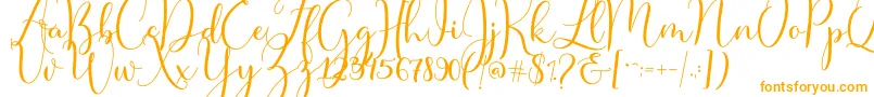 Master Script-Schriftart – Orangefarbene Schriften auf weißem Hintergrund