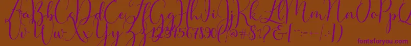 Master Script-Schriftart – Violette Schriften auf braunem Hintergrund