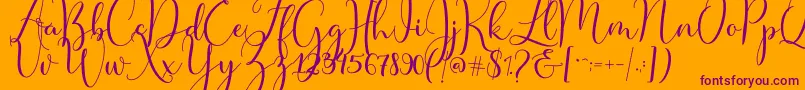 Master Script Font – Purple Fonts on Orange Background