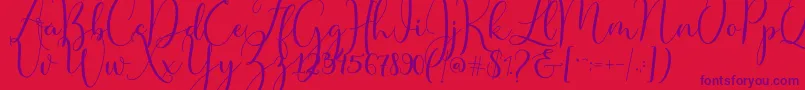 フォントMaster Script – 赤い背景に紫のフォント