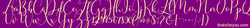 Master Script-Schriftart – Gelbe Schriften auf violettem Hintergrund