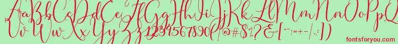 Master Script Font – Red Fonts on Green Background