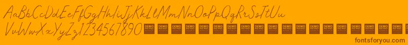 Master Works   Demo-Schriftart – Braune Schriften auf orangefarbenem Hintergrund