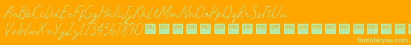 Master Works   Demo-Schriftart – Grüne Schriften auf orangefarbenem Hintergrund