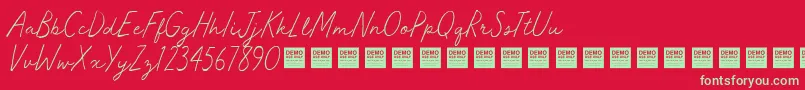 Master Works   Demo Font – Green Fonts on Red Background
