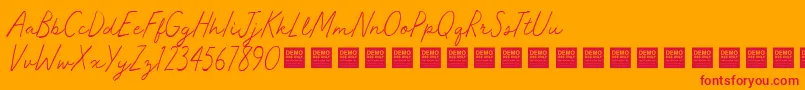 フォントMaster Works   Demo – オレンジの背景に赤い文字