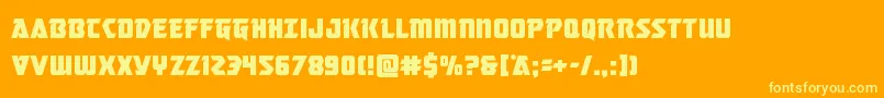 masterbreaker-Schriftart – Gelbe Schriften auf orangefarbenem Hintergrund