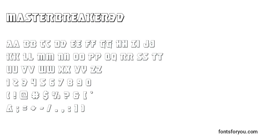Schriftart Masterbreaker3d (133753) – Alphabet, Zahlen, spezielle Symbole