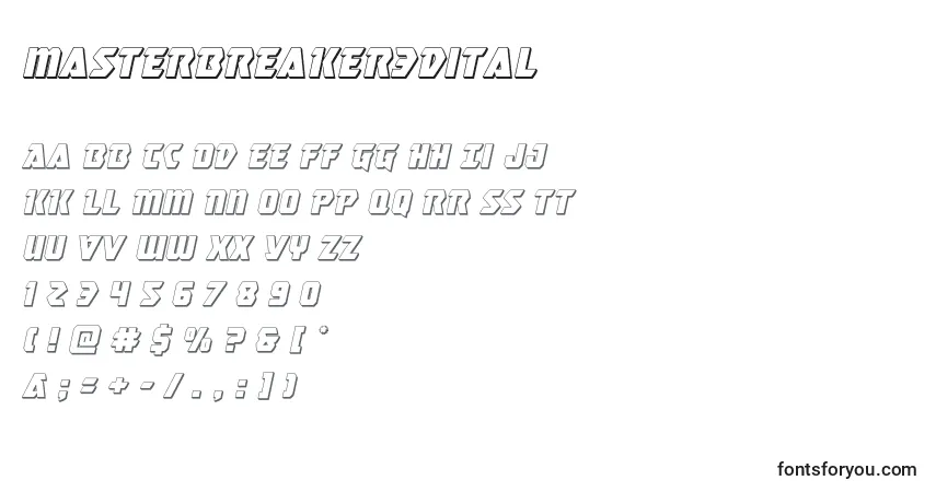 Schriftart Masterbreaker3dital (133754) – Alphabet, Zahlen, spezielle Symbole