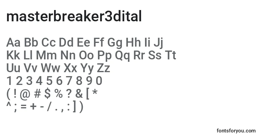 Schriftart Masterbreaker3dital (133755) – Alphabet, Zahlen, spezielle Symbole