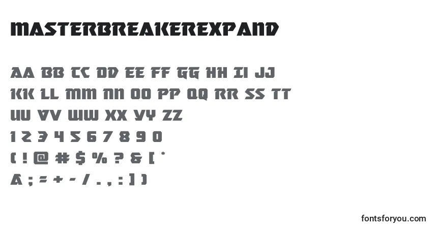 Шрифт Masterbreakerexpand (133759) – алфавит, цифры, специальные символы