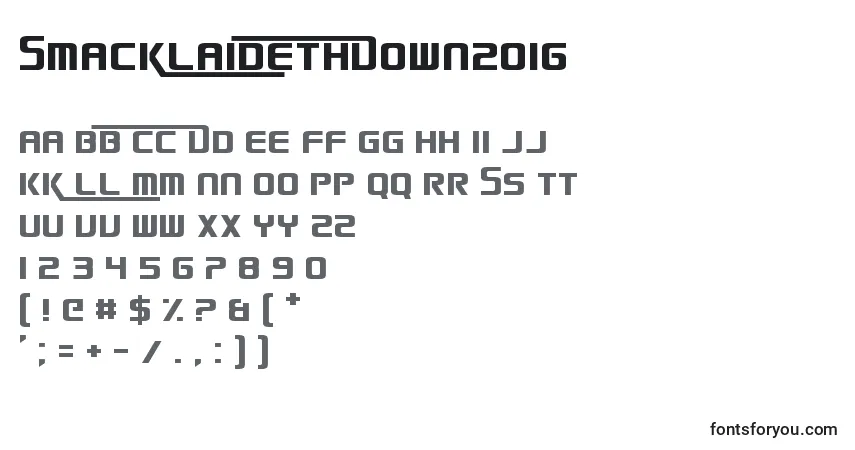 Czcionka SmackLaidethDown2016 – alfabet, cyfry, specjalne znaki