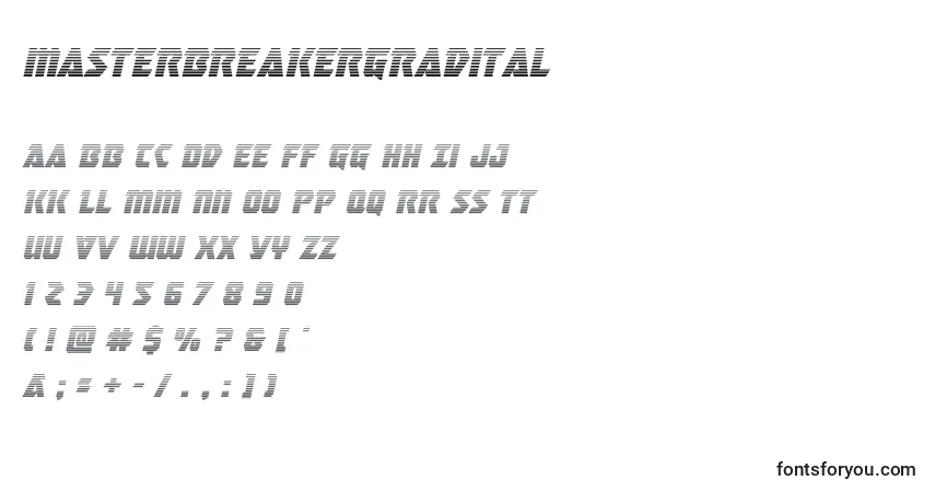 Schriftart Masterbreakergradital (133765) – Alphabet, Zahlen, spezielle Symbole