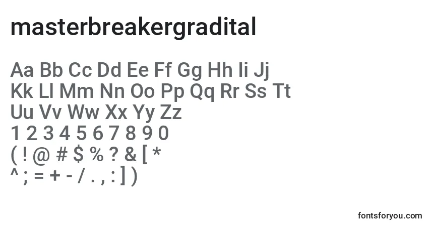 Шрифт Masterbreakergradital (133766) – алфавит, цифры, специальные символы