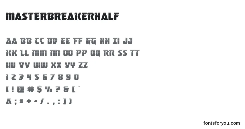 Schriftart Masterbreakerhalf (133767) – Alphabet, Zahlen, spezielle Symbole