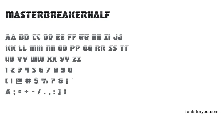 A fonte Masterbreakerhalf (133768) – alfabeto, números, caracteres especiais