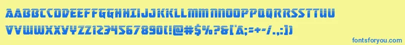 フォントmasterbreakerhalf – 青い文字が黄色の背景にあります。