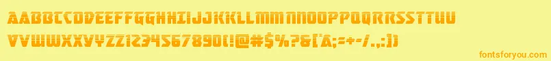 フォントmasterbreakerhalf – オレンジの文字が黄色の背景にあります。